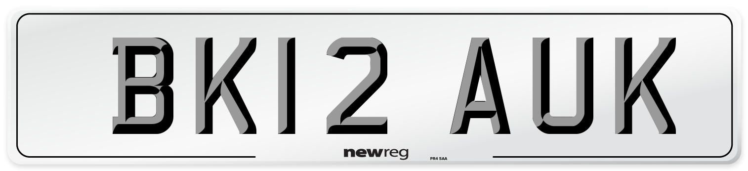 BK12 AUK Number Plate from New Reg